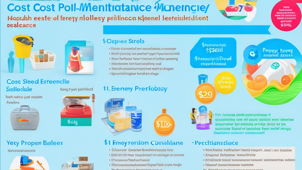 Költséghatékony medence karbantartási infografika pénzmegtakarítási tippekkel és ikonokkal